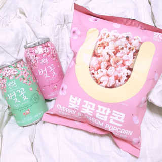 GS25 벚꽃 팝콘 + 벚꽃스파클링 + 벚꽃 청포도 에이드 — 5점을 준 리뷰어가 2018년 3월 올린 사용 사진