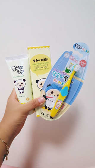 달곰이 어린이 치약+어린이 칫솔 SET — 4점을 준 리뷰어가 2017년 8월 올린 사용 사진