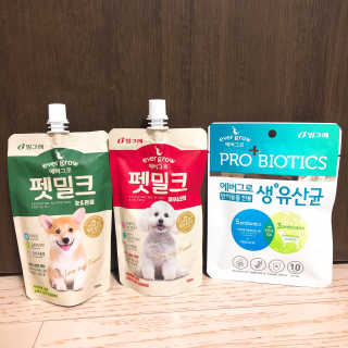 [빙그레] 에버그로 생유산균 1봉（10포입）+펫밀크2팩 — 5점을 준 리뷰어가 2019년 5월 올린 사용 사진