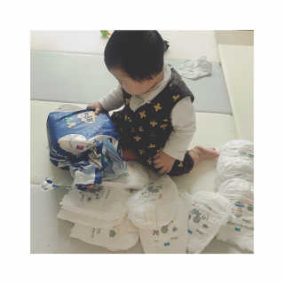 보솜이 베이비케어 팬티형 기저귀 — 5점을 준 리뷰어가 2019년 3월 올린 사용 사진