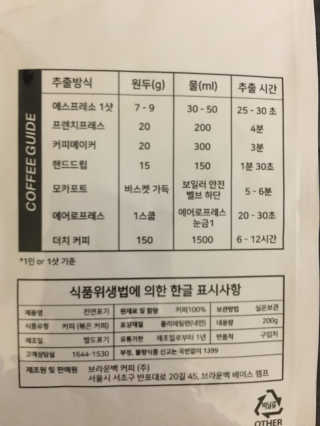 브라운백 커피 브라운백커피 로스팅원두 베스트 3종 — 5점을 준 리뷰어가 2018년 7월 올린 사용 사진