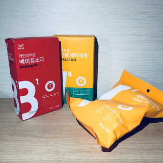 레인보우샵 올인원세탁세제,베이킹소다 스틱포6개입+세탁조클리너 — 5점을 준 리뷰어가 2018년 4월 올린 사용 사진