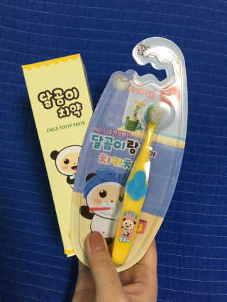 달곰이 어린이 치약+어린이 칫솔 SET — 5점을 준 리뷰어가 2018년 1월 올린 사용 사진