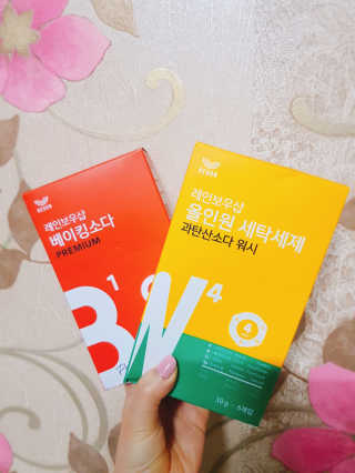 레인보우샵 올인원세탁세제,베이킹소다 스틱포6개입+세탁조클리너 — 5점을 준 리뷰어가 2018년 4월 올린 사용 사진