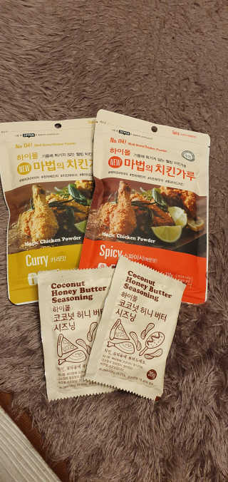 MCP 하이몰 마법의치킨가루2봉랜덤 + 코코넛허니버터2봉 — 5점을 준 리뷰어가 2020년 3월 올린 사용 사진