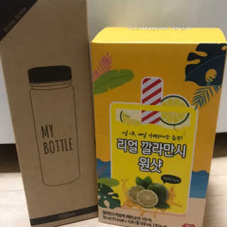 장수농가 리얼깔라만시 원샷 50ml 10팩+보틀 — 5점을 준 리뷰어가 2019년 5월 올린 사용 사진