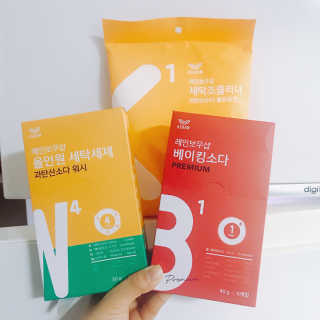 레인보우샵 올인원세탁세제,베이킹소다 스틱포6개입+세탁조클리너 — 4.33점을 준 리뷰어가 2018년 4월 올린 사용 사진