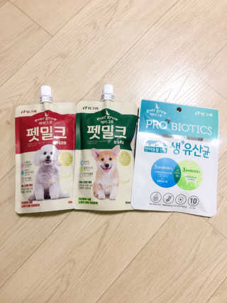 [빙그레] 에버그로 생유산균 1봉（10포입）+펫밀크2팩 — 4.5점을 준 리뷰어가 2019년 5월 올린 사용 사진