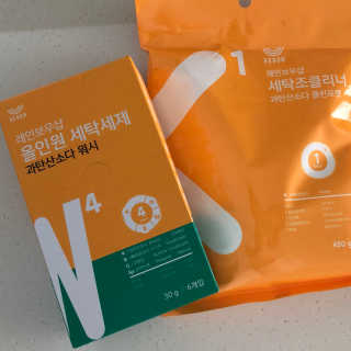 레인보우샵 올인원 세탁세제 스틱포 6개입 + 세탁조클리너 — 5점을 준 리뷰어가 2018년 3월 올린 사용 사진
