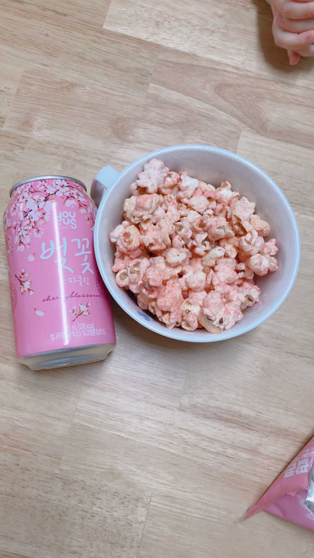 벚꽃 팝콘 + 벚꽃스파클링 + 벚꽃 청포도 에이드 리뷰 사진