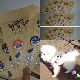 [펫토리아] 강아지,고양이겸용 짜먹는 한입뚝딱 — 5점을 준 리뷰어가 2019년 2월 올린 사용 사진