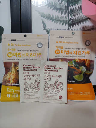 MCP 하이몰 마법의치킨가루2봉랜덤 + 코코넛허니버터2봉 — 1점을 준 리뷰어가 2020년 3월 올린 사용 사진