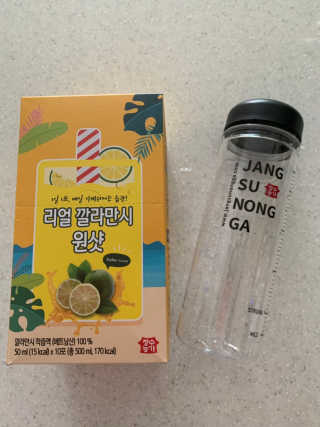 장수농가 리얼깔라만시 원샷 50ml 10팩+보틀 — 3.5점을 준 리뷰어가 2019년 5월 올린 사용 사진