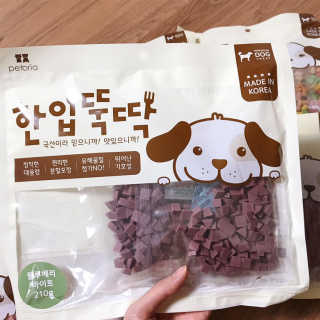 펫토리아 한입뚝딱 국내산 강아지간식 BEST 5종 — 5점을 준 리뷰어가 2019년 5월 올린 사용 사진
