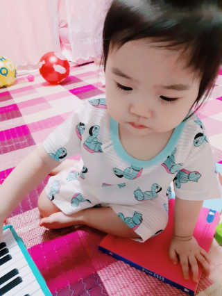 프랜스링 북유럽감성 프리미엄 유아내의 5부 실내 상하복 — 5점을 준 리뷰어가 2018년 8월 올린 사용 사진