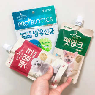 [빙그레] 에버그로 생유산균 1봉（10포입）+펫밀크2팩 — 5점을 준 리뷰어가 2019년 5월 올린 사용 사진