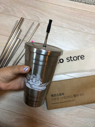 에코앤드] 환경을 생각한 스테인레스 빨대[직선,밴딩] — 4.5점을 준 리뷰어가 2019년 8월 올린 사용 사진