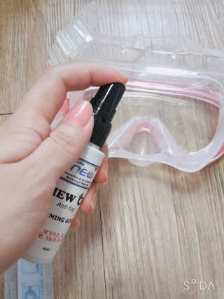 뷰오케이 수경물안경 착용시 발생하는 김서림방지제 안티포그액 — 5점을 준 리뷰어가 2019년 7월 올린 사용 사진