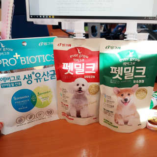 [빙그레] 에버그로 생유산균 1봉（10포입）+펫밀크2팩 — 4점을 준 리뷰어가 2019년 3월 올린 사용 사진