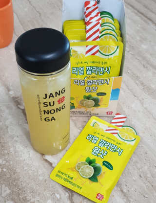 장수농가 리얼깔라만시 원샷 50ml 10팩+보틀 — 5점을 준 리뷰어가 2019년 5월 올린 사용 사진