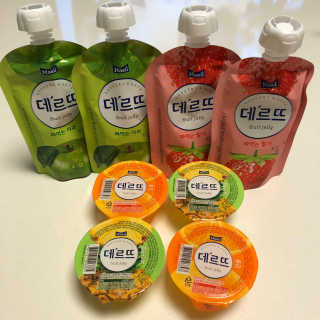데르뜨 떠먹는 과일 3종, 짜먹는 과일 2종 총 10개 체험 — 5점을 준 리뷰어가 2020년 3월 올린 사용 사진