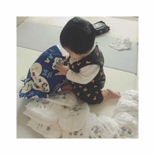 보솜이 베이비케어 팬티형 기저귀 — 5점을 준 리뷰어가 2019년 3월 올린 사용 사진