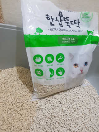 [펫토리아] BEST 고양이두부모래 6L 한삽뚝딱 — 5점을 준 리뷰어가 2019년 2월 올린 사용 사진