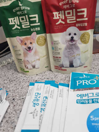 [빙그레] 에버그로 생유산균 1봉（10포입）+펫밀크2팩 — 5점을 준 리뷰어가 2019년 3월 올린 사용 사진
