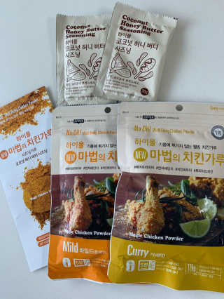 MCP 하이몰 마법의치킨가루2봉랜덤 + 코코넛허니버터2봉 — 4점을 준 리뷰어가 2020년 3월 올린 사용 사진