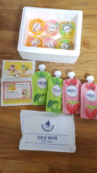 데르뜨 떠먹는 과일 3종, 짜먹는 과일 2종 총 10개 체험 — 5점을 준 리뷰어가 2020년 3월 올린 사용 사진