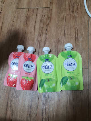 데르뜨 떠먹는 과일 3종, 짜먹는 과일 2종 총 10개 체험 — 5점을 준 리뷰어가 2020년 3월 올린 사용 사진