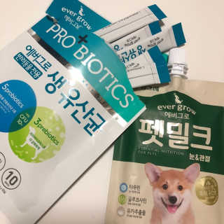 [빙그레] 에버그로 생유산균 1봉（10포입）+펫밀크2팩 — 5점을 준 리뷰어가 2019년 3월 올린 사용 사진