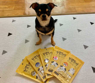 [펫토리아]짜먹는 한입뚝딱 강아지.고양이 마약간식 — 1점을 준 리뷰어가 2019년 8월 올린 사용 사진