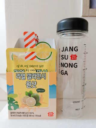장수농가 리얼깔라만시 원샷 50ml 10팩+보틀 — 5점을 준 리뷰어가 2019년 5월 올린 사용 사진