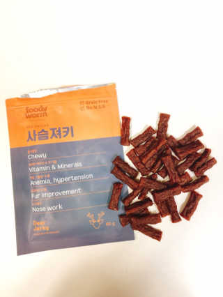 푸디웜 주식회사 [푸디웜] 강아지 저알러지 수제간식 4종세트 — 5점을 준 리뷰어가 2018년 12월 올린 사용 사진