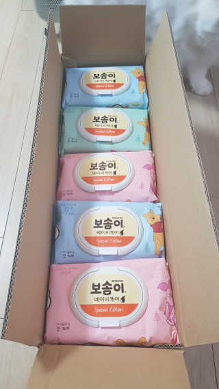 보솜이 아기물티슈 베이비케어 푸에디션 캡 74매 10입 — 4점을 준 리뷰어가 2019년 4월 올린 사용 사진