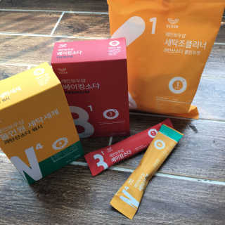레인보우샵 올인원세탁세제,베이킹소다 스틱포6개입+세탁조클리너 — 3.67점을 준 리뷰어가 2018년 4월 올린 사용 사진