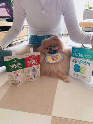 [빙그레] 에버그로 생유산균 1봉（10포입）+펫밀크2팩 — 4.5점을 준 리뷰어가 2019년 5월 올린 사용 사진