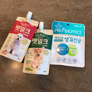 [빙그레] 에버그로 생유산균 1봉（10포입）+펫밀크2팩 — 4.5점을 준 리뷰어가 2019년 3월 올린 사용 사진