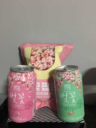 GS25 벚꽃 팝콘 + 벚꽃스파클링 + 벚꽃 청포도 에이드 — 4점을 준 리뷰어가 2018년 3월 올린 사용 사진