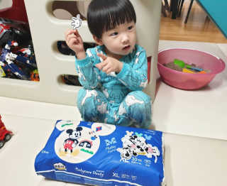 보솜이 베이비케어 팬티형 기저귀 — 5점을 준 리뷰어가 2019년 2월 올린 사용 사진