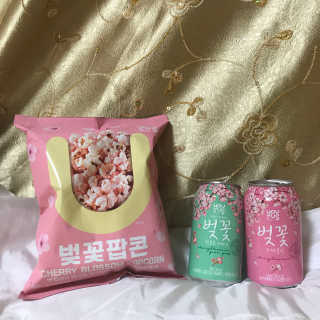 GS25 벚꽃 팝콘 + 벚꽃스파클링 + 벚꽃 청포도 에이드 — 5점을 준 리뷰어가 2018년 3월 올린 사용 사진