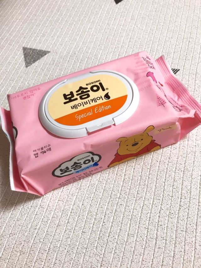 보솜이 아기물티슈 베이비케어 푸에디션 캡 74매 10입 리뷰 사진