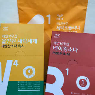 레인보우샵 올인원세탁세제,베이킹소다 스틱포6개입+세탁조클리너 — 4.33점을 준 리뷰어가 2018년 3월 올린 사용 사진