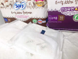 LG유니참 쏘피SOFY 쏘피 유기농 100프로 순면커버 생리대 패키지 — 3점을 준 리뷰어가 2020년 1월 올린 사용 사진