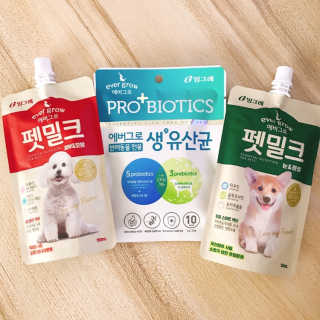 [빙그레] 에버그로 생유산균 1봉（10포입）+펫밀크2팩 — 4.5점을 준 리뷰어가 2019년 5월 올린 사용 사진