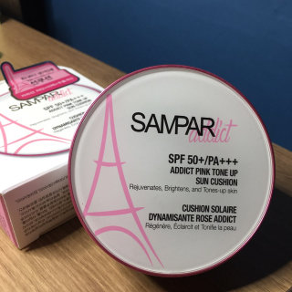 쌍빠 어딕트 핑크 톤업 선쿠션 SPF50+ PA+++ — 3.5점을 준 리뷰어가 2016년 7월 올린 사용 사진