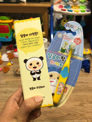 달곰이 어린이 치약+어린이 칫솔 SET — 5점을 준 리뷰어가 2018년 4월 올린 사용 사진