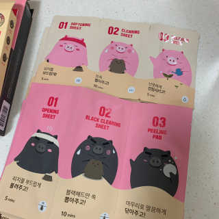 미팩토리 3단 돼지코팩 1box + 3단 흑돼지코팩 1box — 5점을 준 리뷰어가 2019년 8월 올린 사용 사진