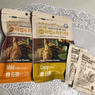 MCP 하이몰 마법의치킨가루2봉랜덤 + 코코넛허니버터2봉 — 5점을 준 리뷰어가 2020년 3월 올린 사용 사진
